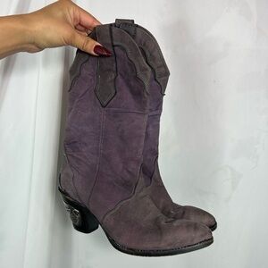 Zodiac purple leather suede slouchy ankle boots size 7